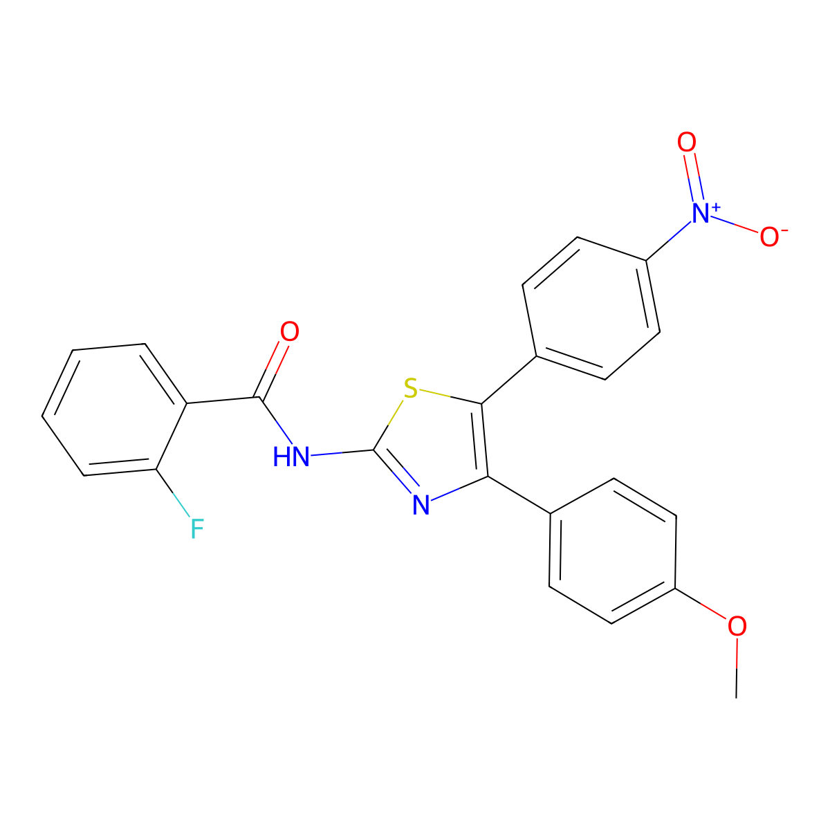 2-fluoro-N-[4-(4-methoxyphenyl)-5-(4-nitrophenyl)-1,3-thiazol-2-yl]benzamide molecular structure, CAS 352563-26-9