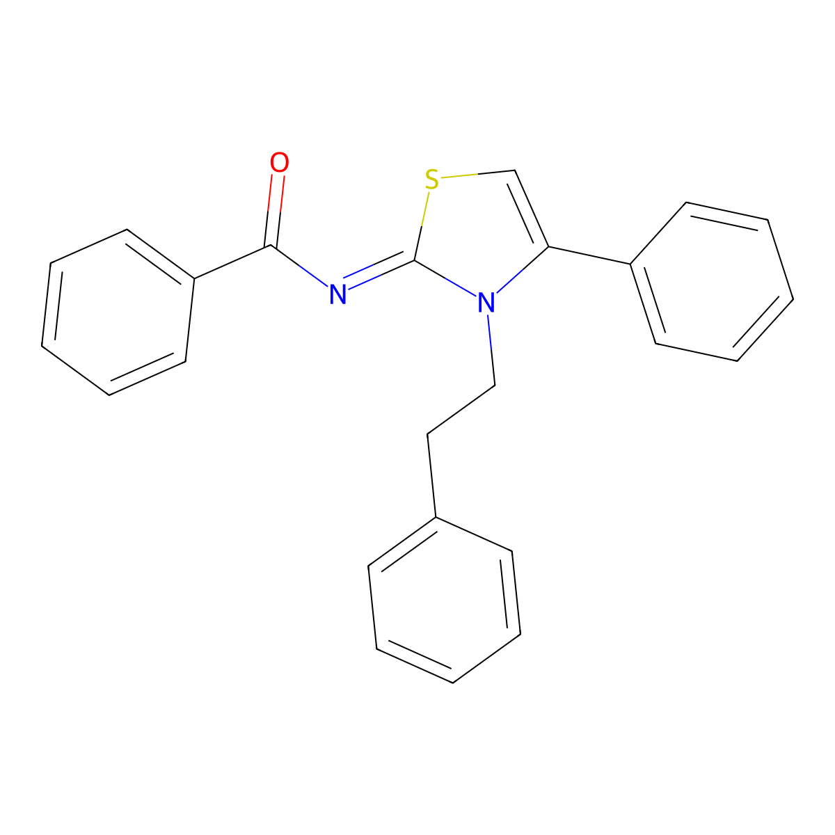 (Z)-N-(3-phenethyl-4-phenylthiazol-2(3H)-ylidene)benzamide molecular structure, CAS 352563-59-8