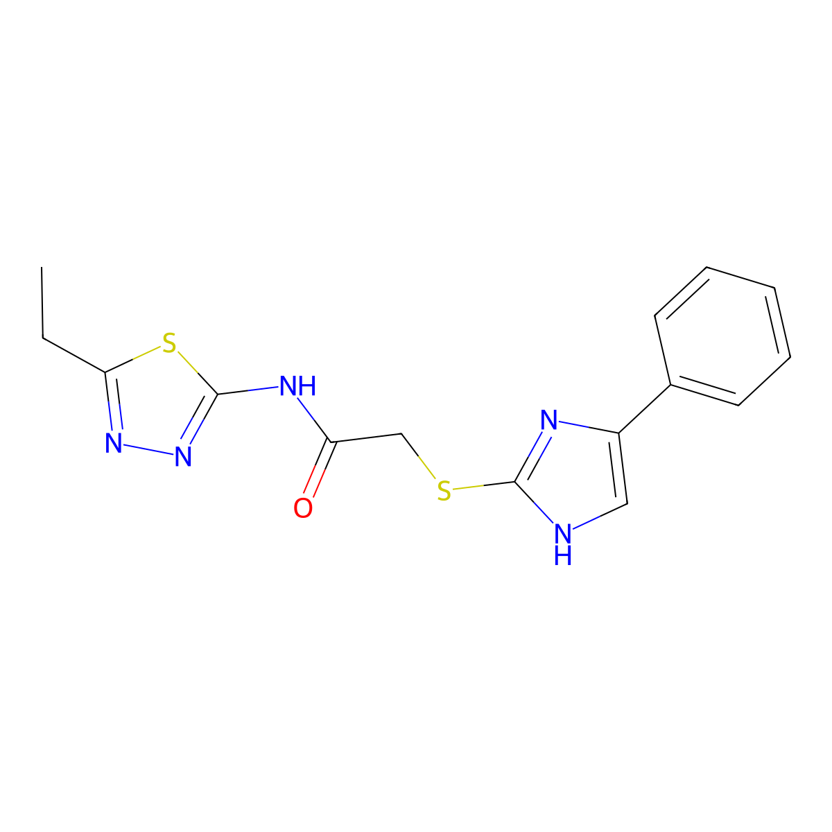 N-(5-ethyl-1,3,4-thiadiazol-2-yl)-2-[(5-phenyl-1H-imidazol-2-yl)sulfanyl]acetamide molecular structure, CAS 352563-60-1
