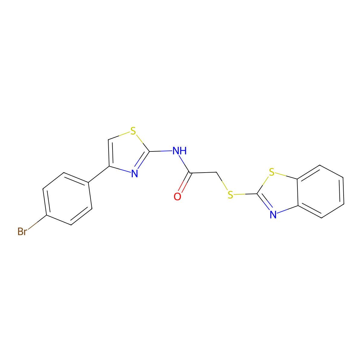 2-(1,3-benzothiazol-2-ylsulfanyl)-N-[4-(4-bromophenyl)-1,3-thiazol-2-yl]acetamide molecular structure, CAS 352564-62-6