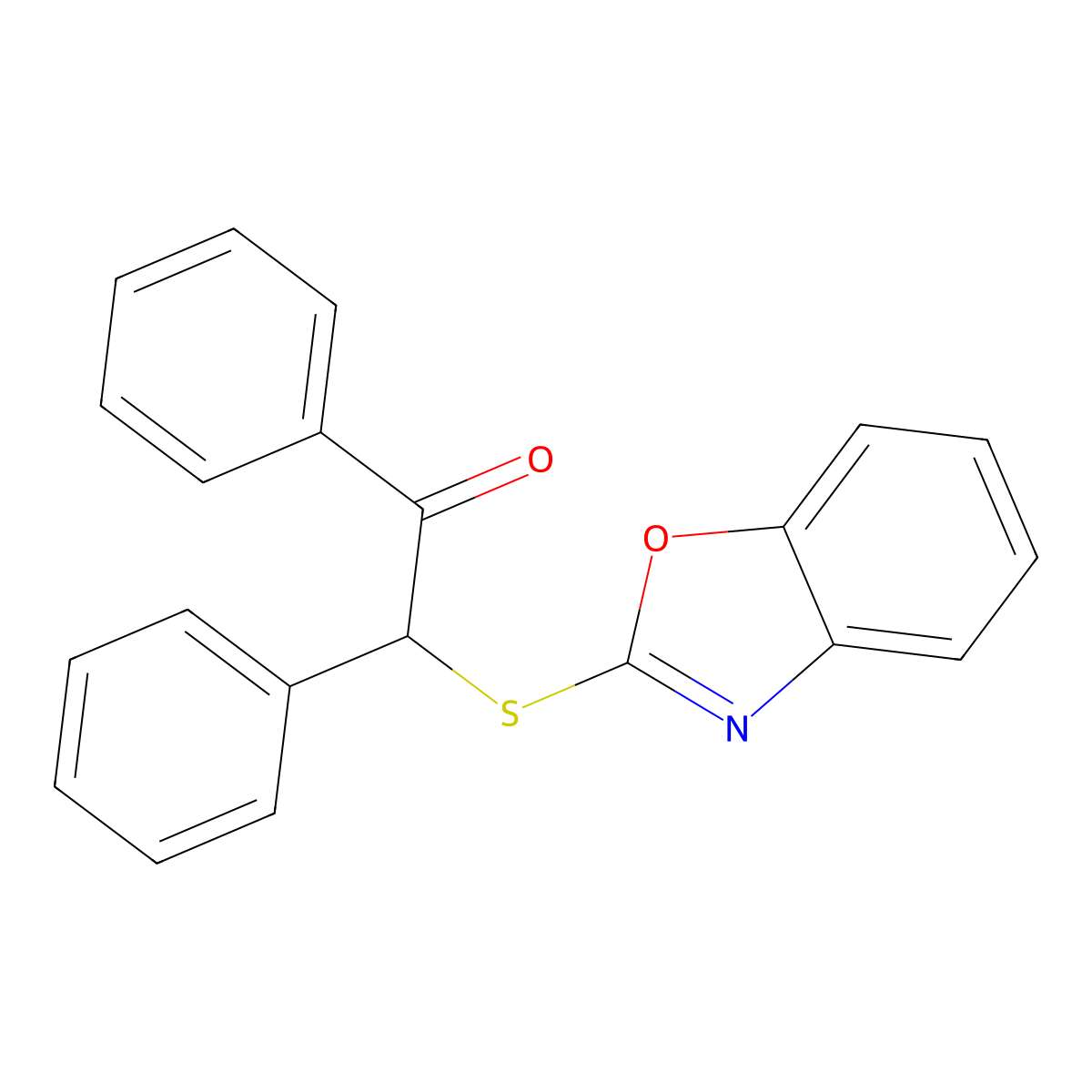 2-(1,3-Benzoxazol-2-ylsulfanyl)-1,2-diphenylethanone molecular structure, CAS 352564-79-5