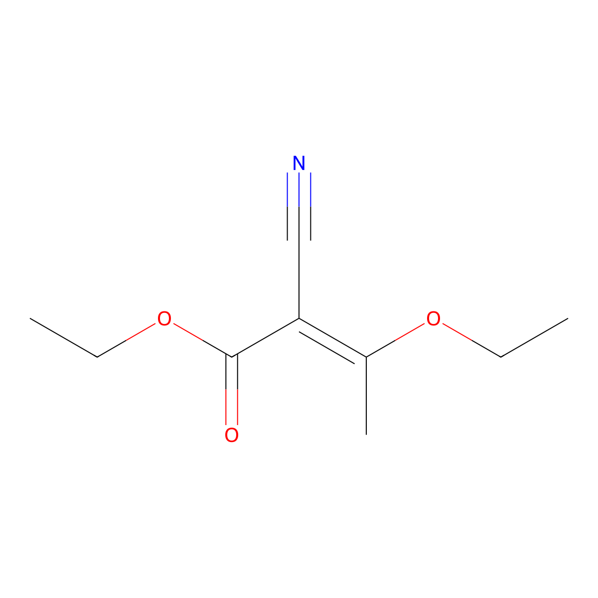 ethyl (2E)-2-cyano-3-ethoxybut-2-enoate molecular structure, CAS 35260-93-6