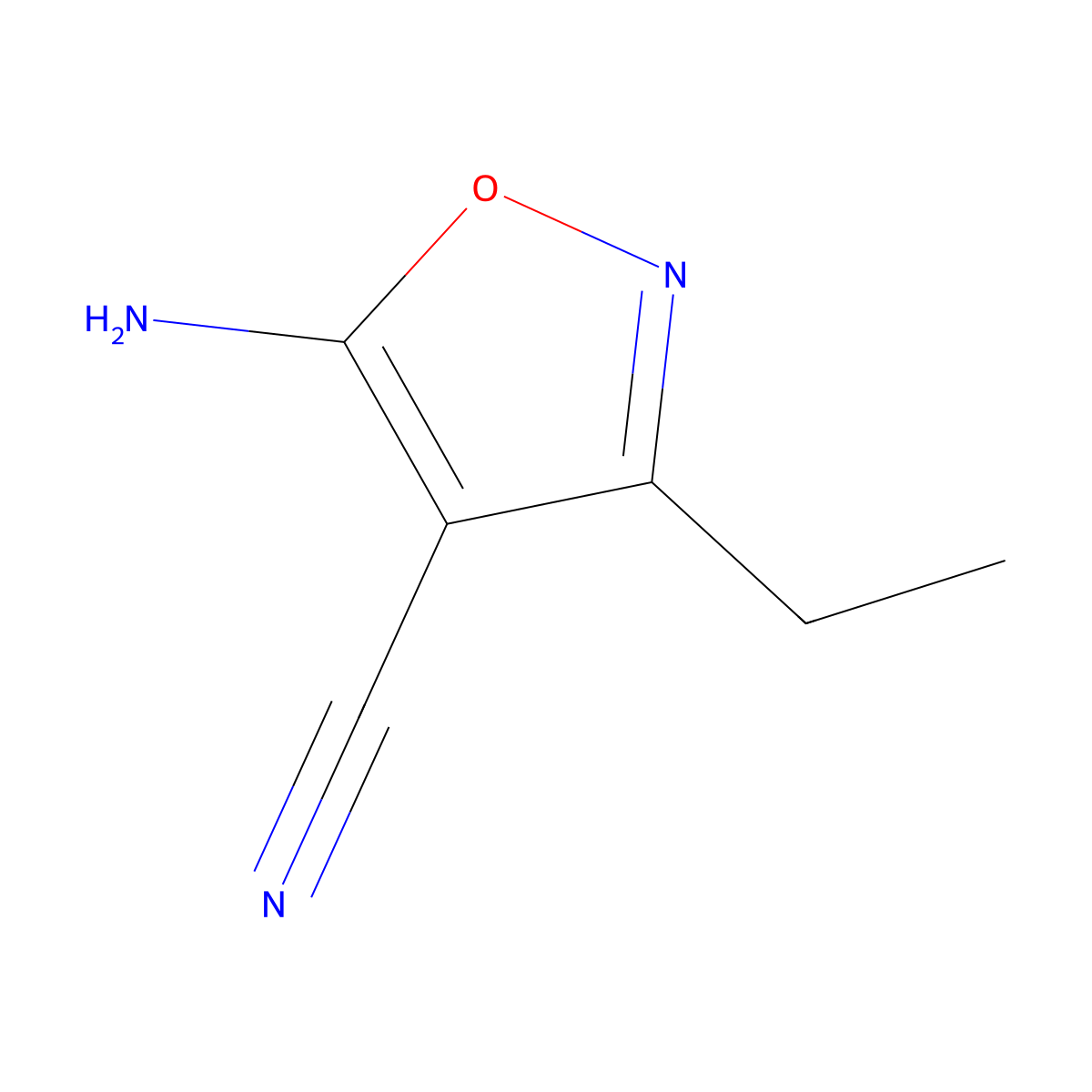 5-Amino-3-ethyl-4-isoxazolecarbonitrile molecular structure, CAS 35261-00-8