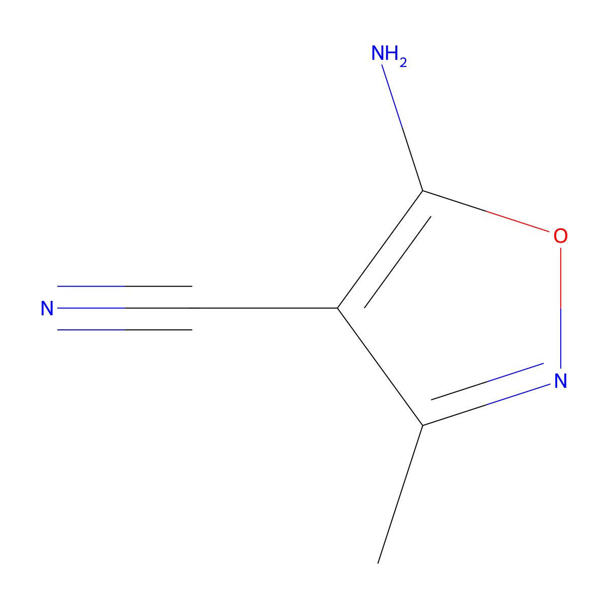 5-Amino-3-methyl-1,2-oxazole-4-carbonitrile molecular structure, CAS 35261-01-9