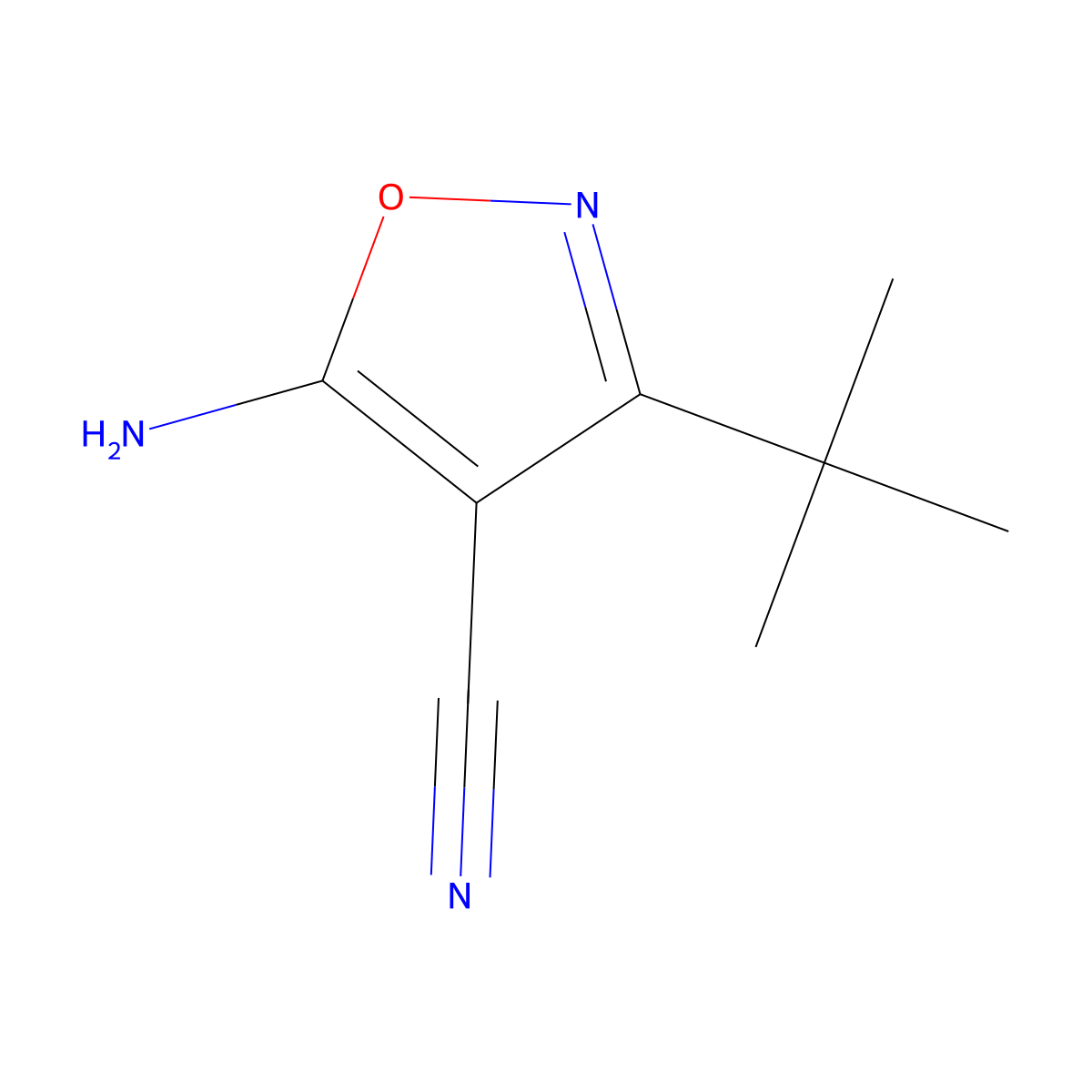 5-Amino-3-tert-butyl-1,2-oxazole-4-carbonitrile molecular structure, CAS 35261-05-3