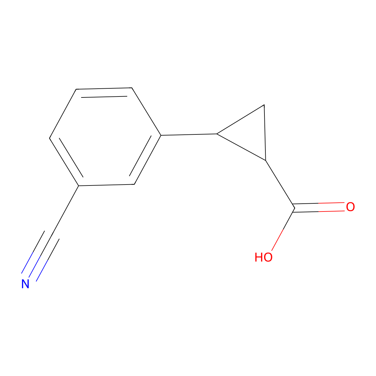 2-(3-Cyanophenyl)cyclopropane-1-carboxylic acid molecular structure, CAS 352616-04-7