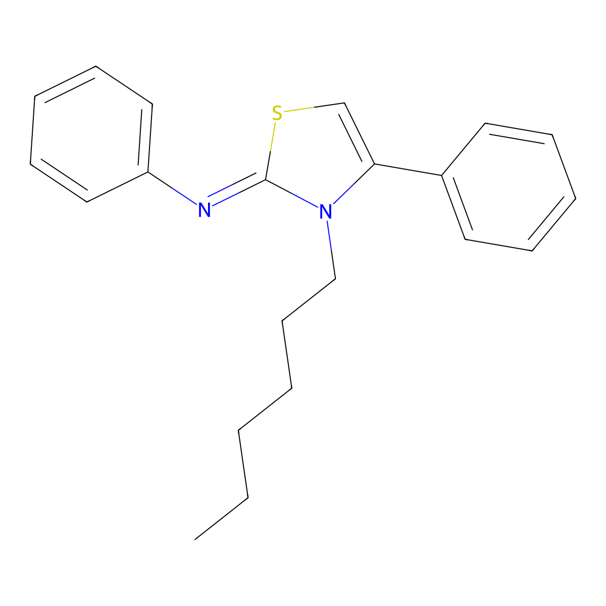 N-(3-hexyl-4-phenyl-1,3-thiazol-2(3H)-ylidene)-N-phenylamine molecular structure, CAS 352638-92-7