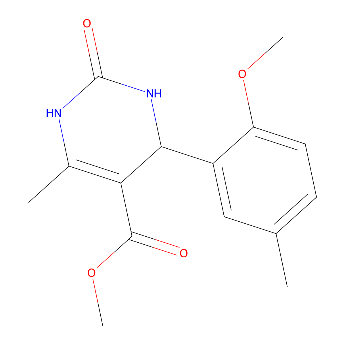 5-Pyrimidinecarboxylic acid,1,2,3,4-tetrahydro-4-(2-methoxy-5-methylphenyl)-6-methyl-2-oxo-,methyl ester molecular structure, CAS 352638-95-0