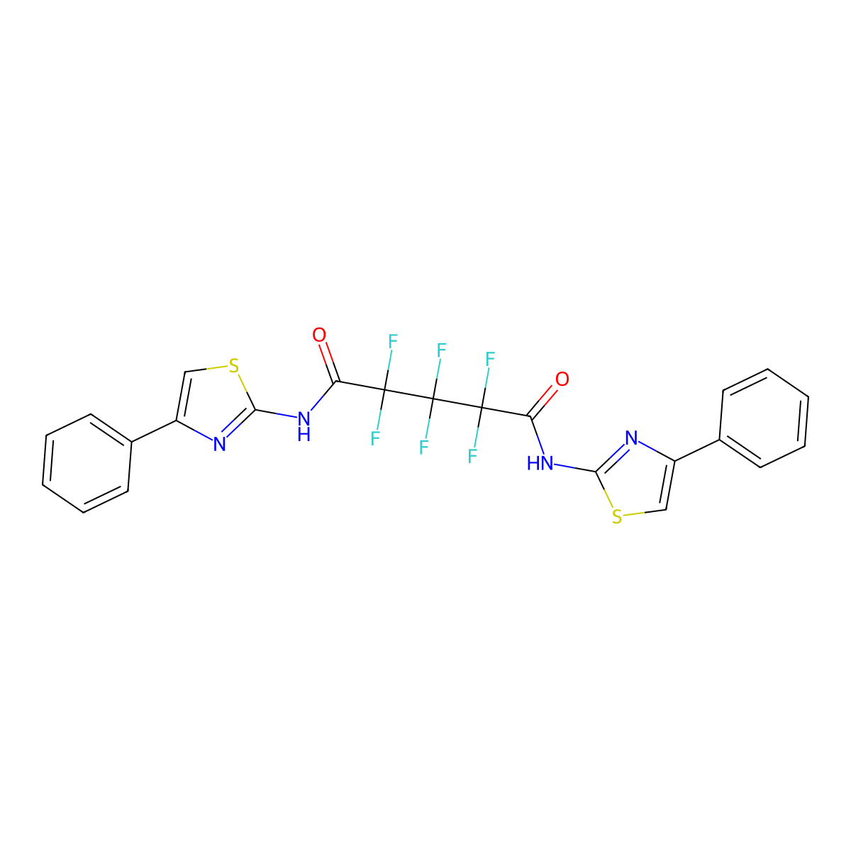 2,2,3,3,4,4-hexafluoro-N,N'-bis(4-phenyl-1,3-thiazol-2-yl)pentanediamide molecular structure, CAS 352639-32-8