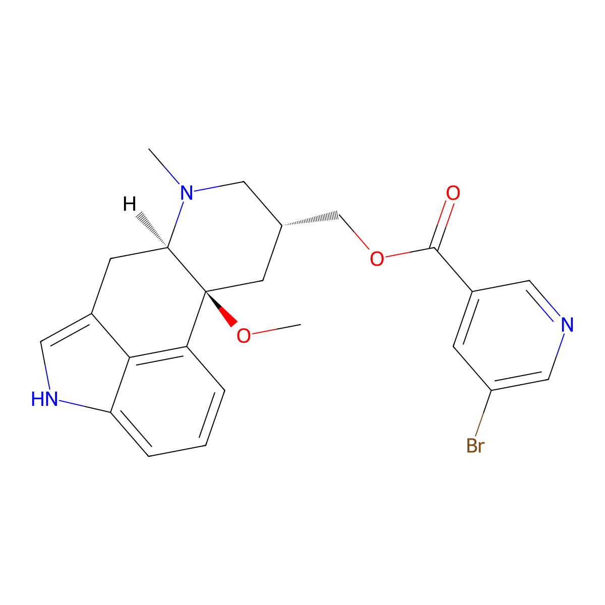 (10-Methoxy-6-methylergolin-8-yl)methyl 5-bromopyridine-3-carboxylate molecular structure, CAS 35264-46-1