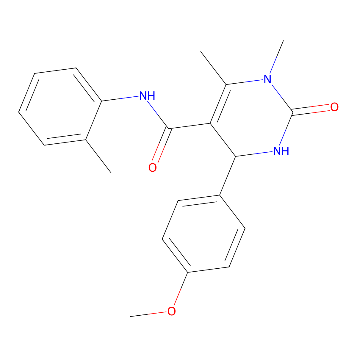 4-(4-methoxyphenyl)-1,6-dimethyl-N-(2-methylphenyl)-2-oxo-1,2,3,4-tetrahydro-5-pyrimidinecarboxamide molecular structure, CAS 352640-43-8