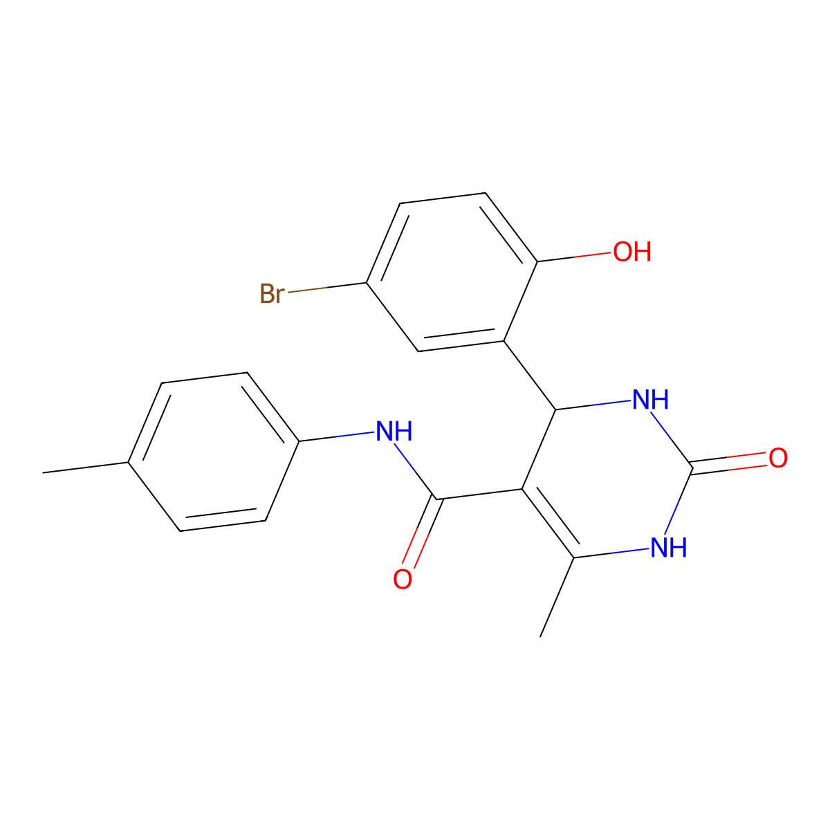 4-(5-bromo-2-hydroxyphenyl)-6-methyl-N-(4-methylphenyl)-2-oxo-3,4-dihydro-1H-pyrimidine-5-carboxamide molecular structure, CAS 352640-44-9