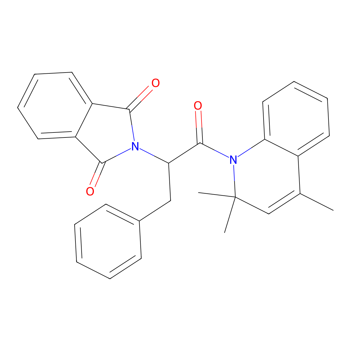 2-[1-Oxo-3-phenyl-1-(2,2,4-trimethylquinolin-1-yl)propan-2-yl]isoindole-1,3-dione molecular structure, CAS 352640-89-2