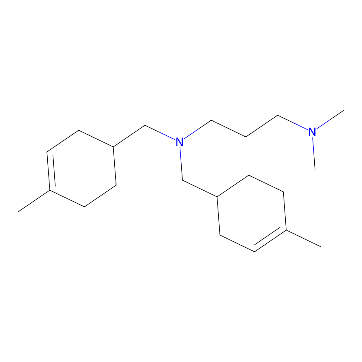 N,N-dimethyl-N',N'-bis[(4-methylcyclohex-3-en-1-yl)methyl]propane-1,3-diamine molecular structure, CAS 352641-56-6