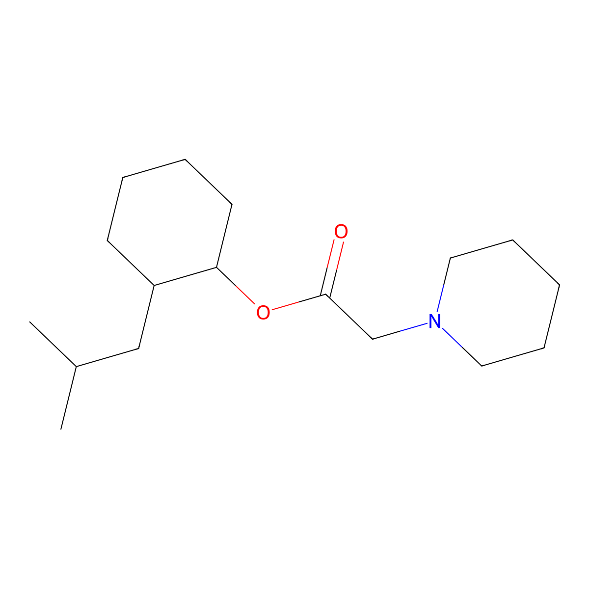 2-(2-Methylpropyl)cyclohexyl piperidin-1-ylacetate molecular structure, CAS 352642-37-6