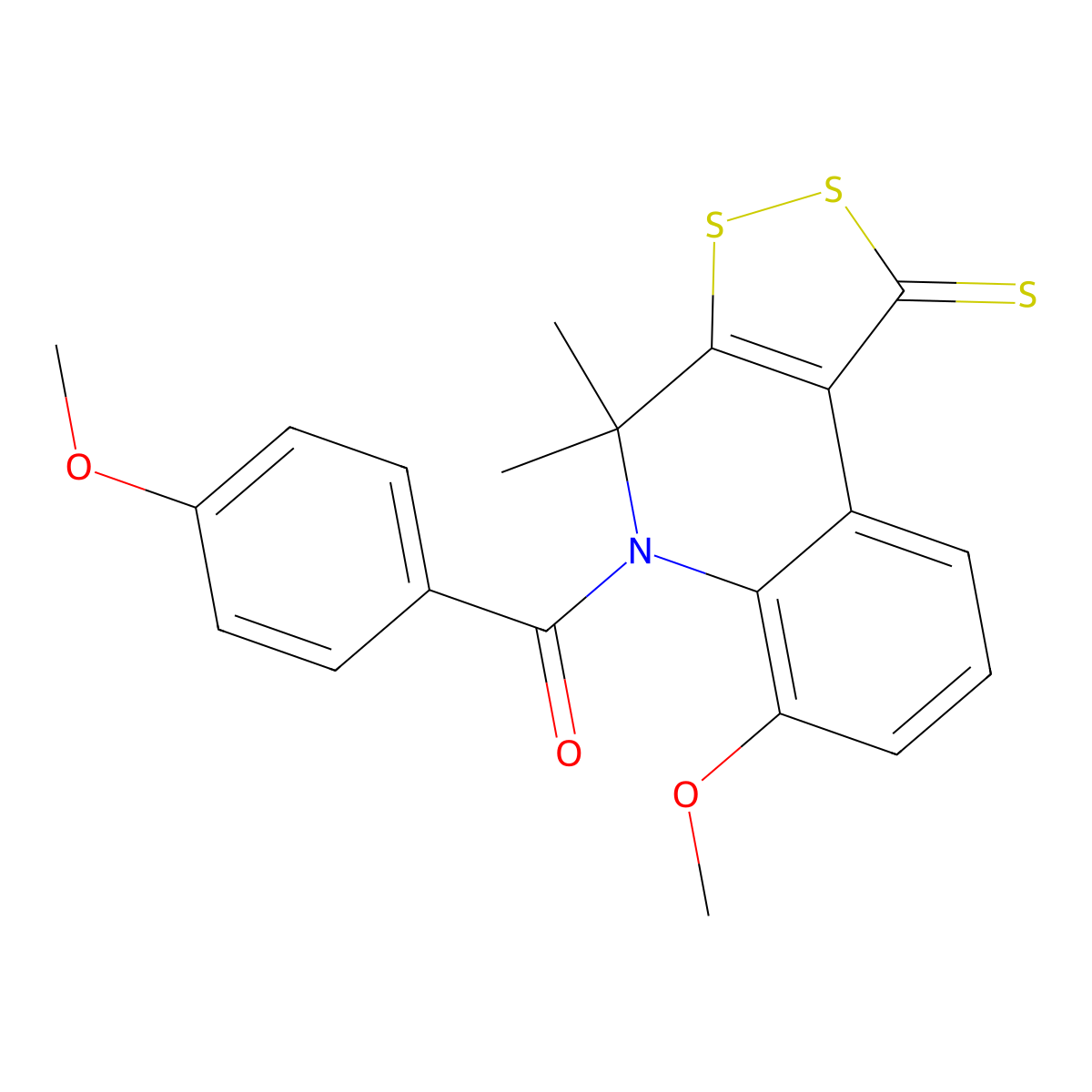 (6-Methoxy-4,4-dimethyl-1-sulfanylidenedithiolo[3,4-c]quinolin-5-yl)-(4-methoxyphenyl)methanone molecular structure, CAS 352642-49-0