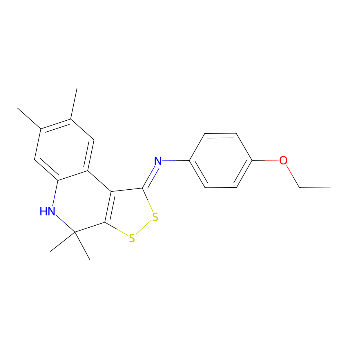 4-ethoxy-N-[(1Z)-4,4,7,8-tetramethyl-4,5-dihydro-1H-[1,2]dithiolo[3,4-c]quinolin-1-ylidene]aniline molecular structure, CAS 352642-66-1