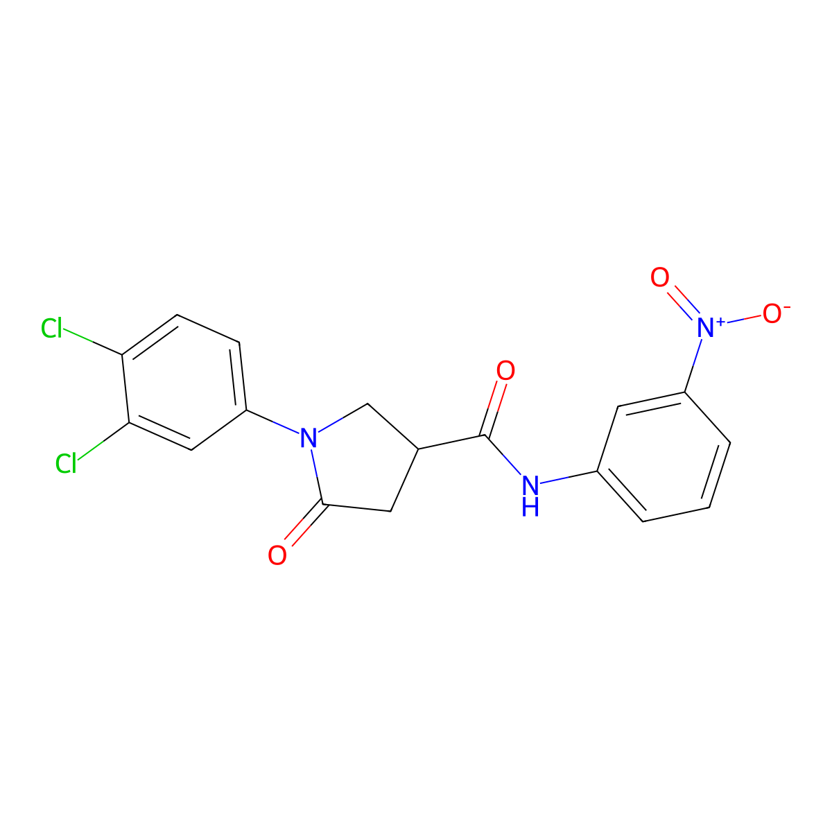 1-(3,4-dichlorophenyl)-N-(3-nitrophenyl)-5-oxopyrrolidine-3-carboxamide molecular structure, CAS 352642-76-3