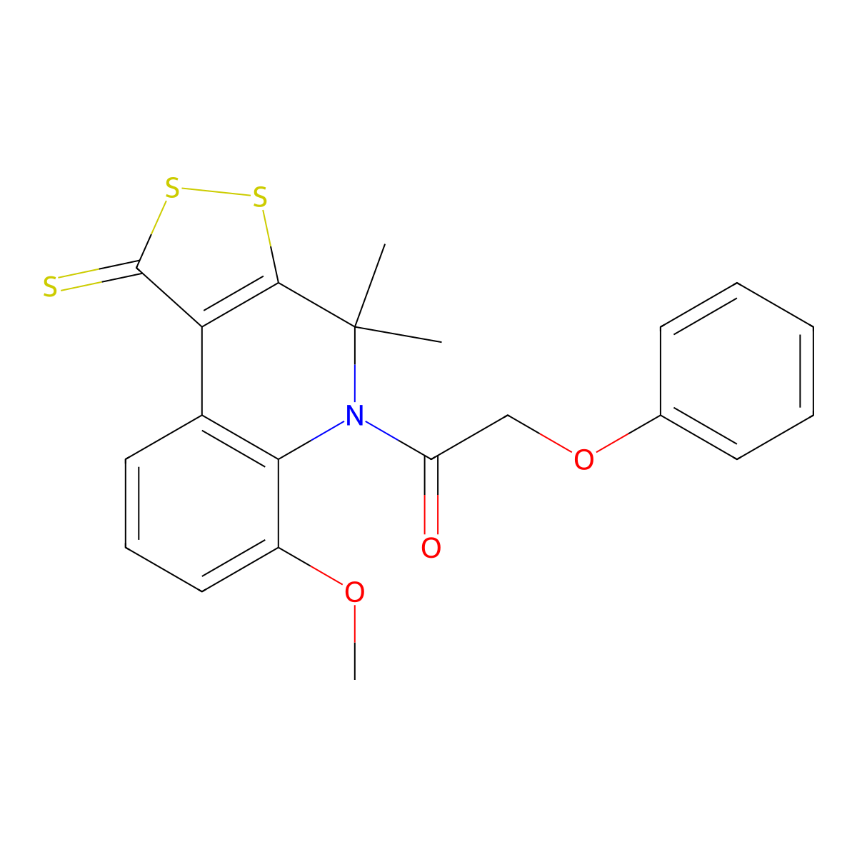 6-methoxy-4,4-dimethyl-5-(phenoxyacetyl)-4,5-dihydro-1H-[1,2]dithiolo[3,4-c]quinoline-1-thione molecular structure, CAS 352642-90-1