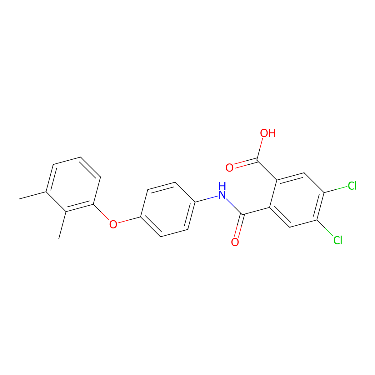 4,5-Dichloro-2-[[4-(2,3-dimethylphenoxy)phenyl]carbamoyl]benzoic acid molecular structure, CAS 352643-46-0