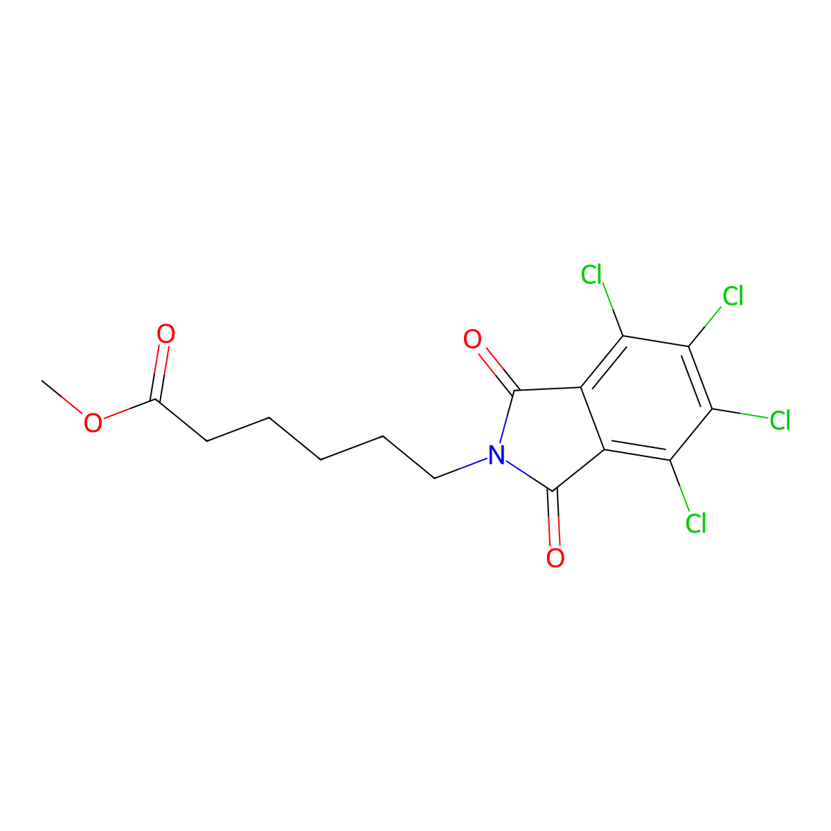 methyl 6-(4,5,6,7-tetrachloro-1,3-dioxo-1,3-dihydro-2H-isoindol-2-yl)hexanoate molecular structure, CAS 352643-75-5