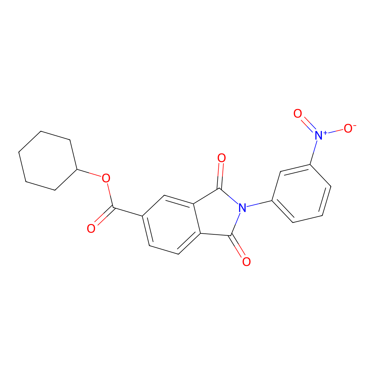 Cyclohexyl 2-(3-nitrophenyl)-1,3-dioxoisoindole-5-carboxylate molecular structure, CAS 352644-20-3