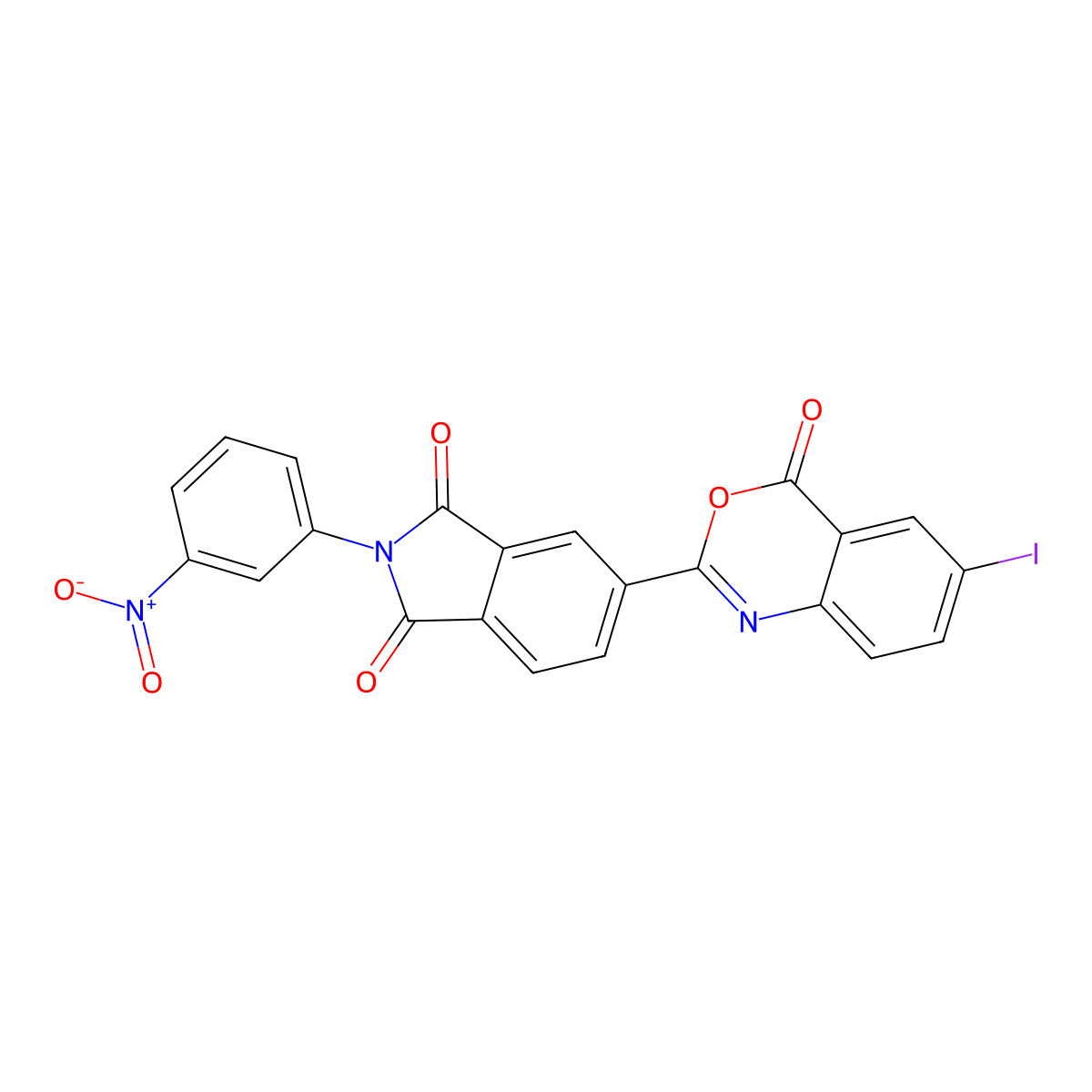 5-(6-Iodo-4-oxo-3,1-benzoxazin-2-yl)-2-(3-nitrophenyl)isoindole-1,3-dione molecular structure, CAS 352644-35-0