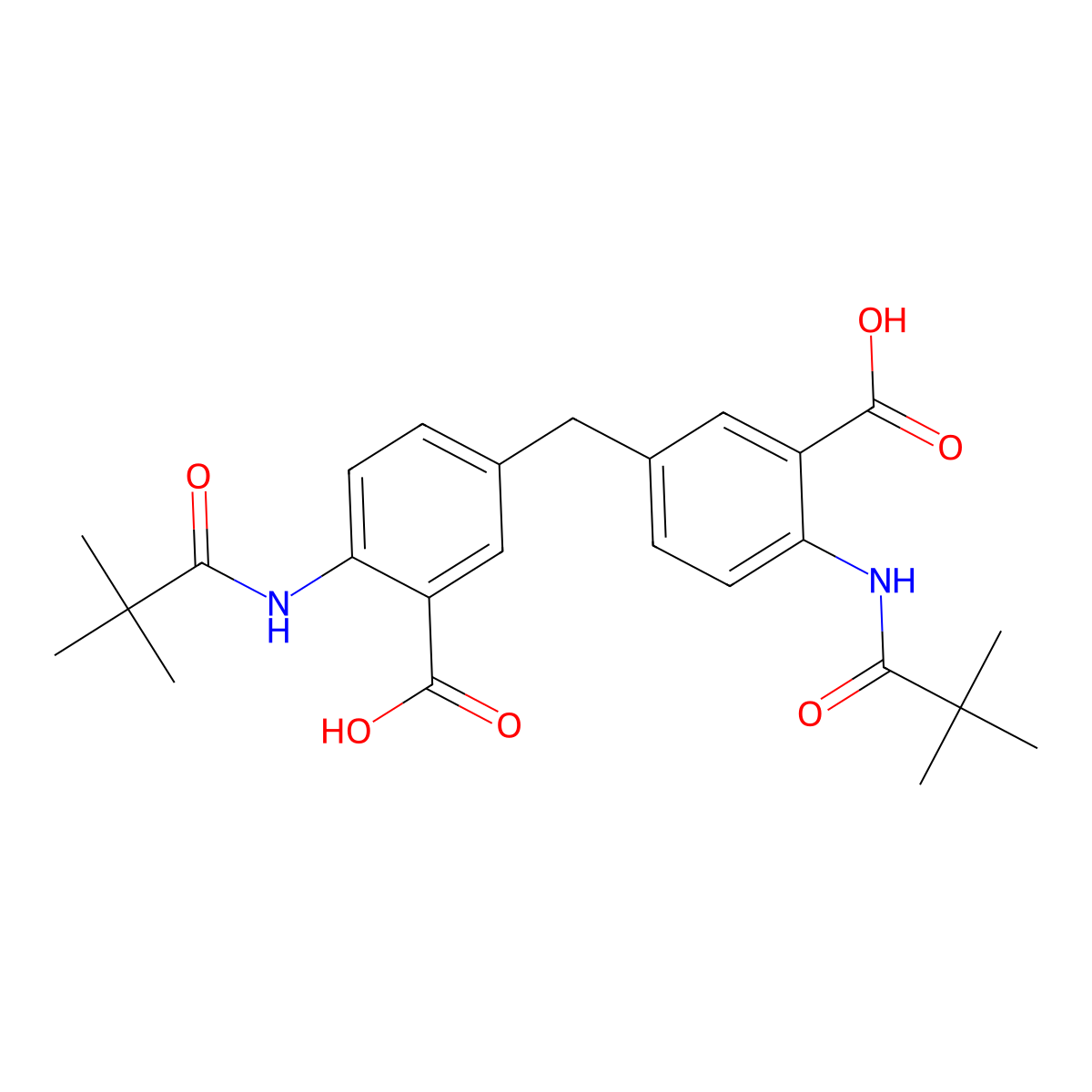 5,5'-Methylenebis(2-pivalamidobenzoic acid) molecular structure, CAS 352644-62-3
