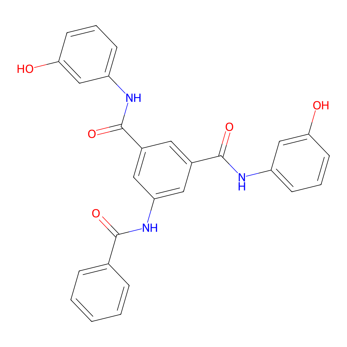 5-benzamido-1-N,3-N-bis(3-hydroxyphenyl)benzene-1,3-dicarboxamide molecular structure, CAS 352644-94-1