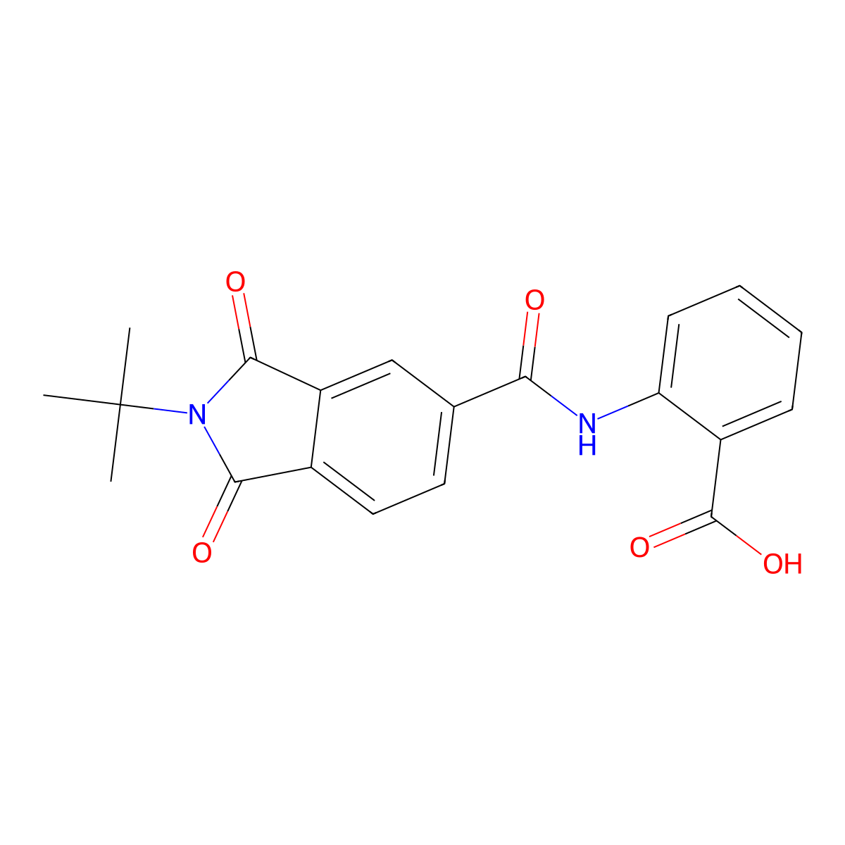 2-{[(2-tert-butyl-1,3-dioxo-2,3-dihydro-1H-isoindol-5-yl)carbonyl]amino}benzoic acid molecular structure, CAS 352645-14-8
