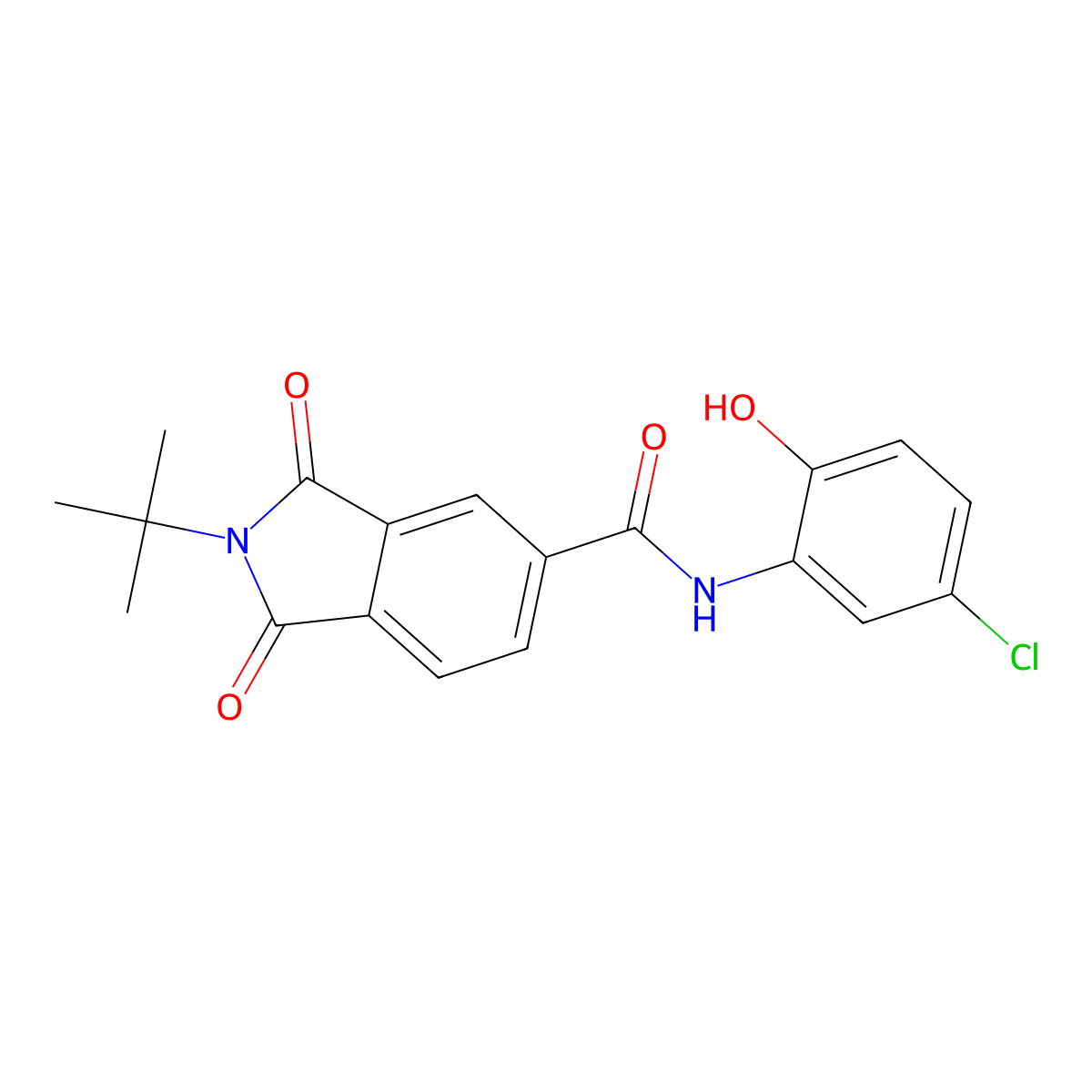 2-tert-butyl-N-(5-chloro-2-hydroxyphenyl)-1,3-dioxoisoindole-5-carboxamide molecular structure, CAS 352645-15-9