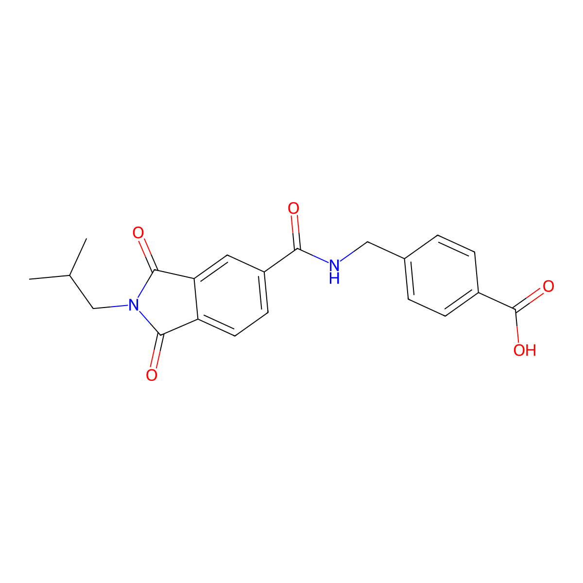 4-((2-Isobutyl-1,3-dioxoisoindoline-5-carboxamido)methyl)benzoic acid molecular structure, CAS 352645-18-2