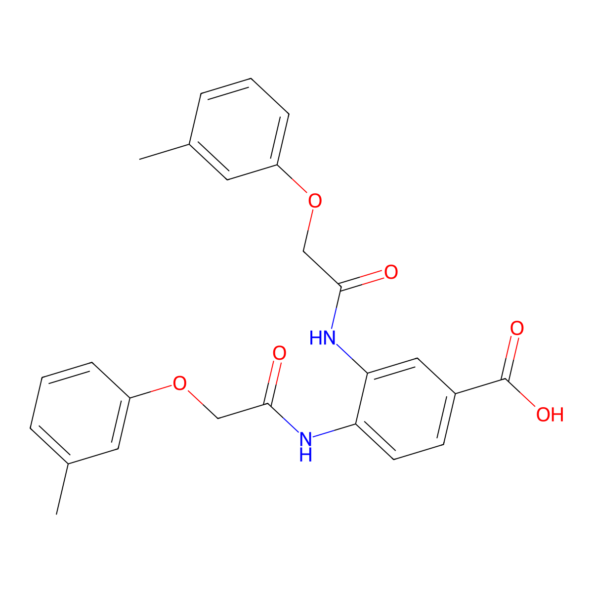 3,4-Bis{[(3-methylphenoxy)acetyl]amino}benzoic acid molecular structure, CAS 352645-25-1