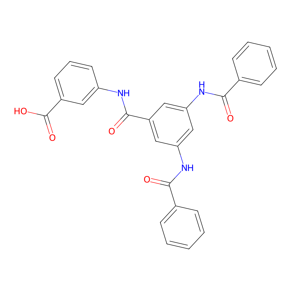 3-{[3,5-Bis(benzoylamino)benzoyl]amino}benzoic acid molecular structure, CAS 352645-26-2