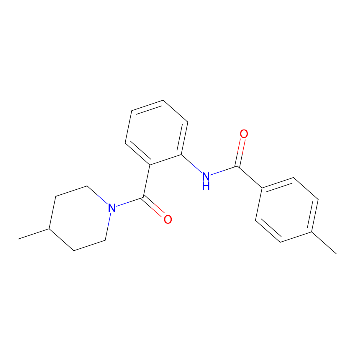 4-methyl-N-[2-(4-methylpiperidine-1-carbonyl)phenyl]benzamide molecular structure, CAS 352646-61-8