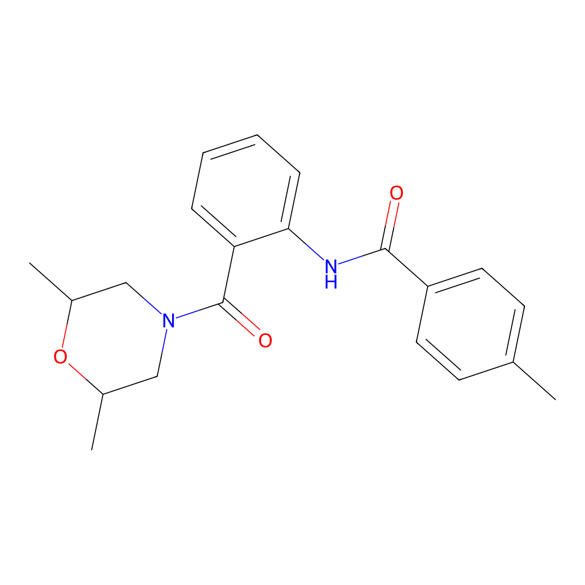 N-[2-(2,6-dimethylmorpholine-4-carbonyl)phenyl]-4-methylbenzamide molecular structure, CAS 352646-63-0