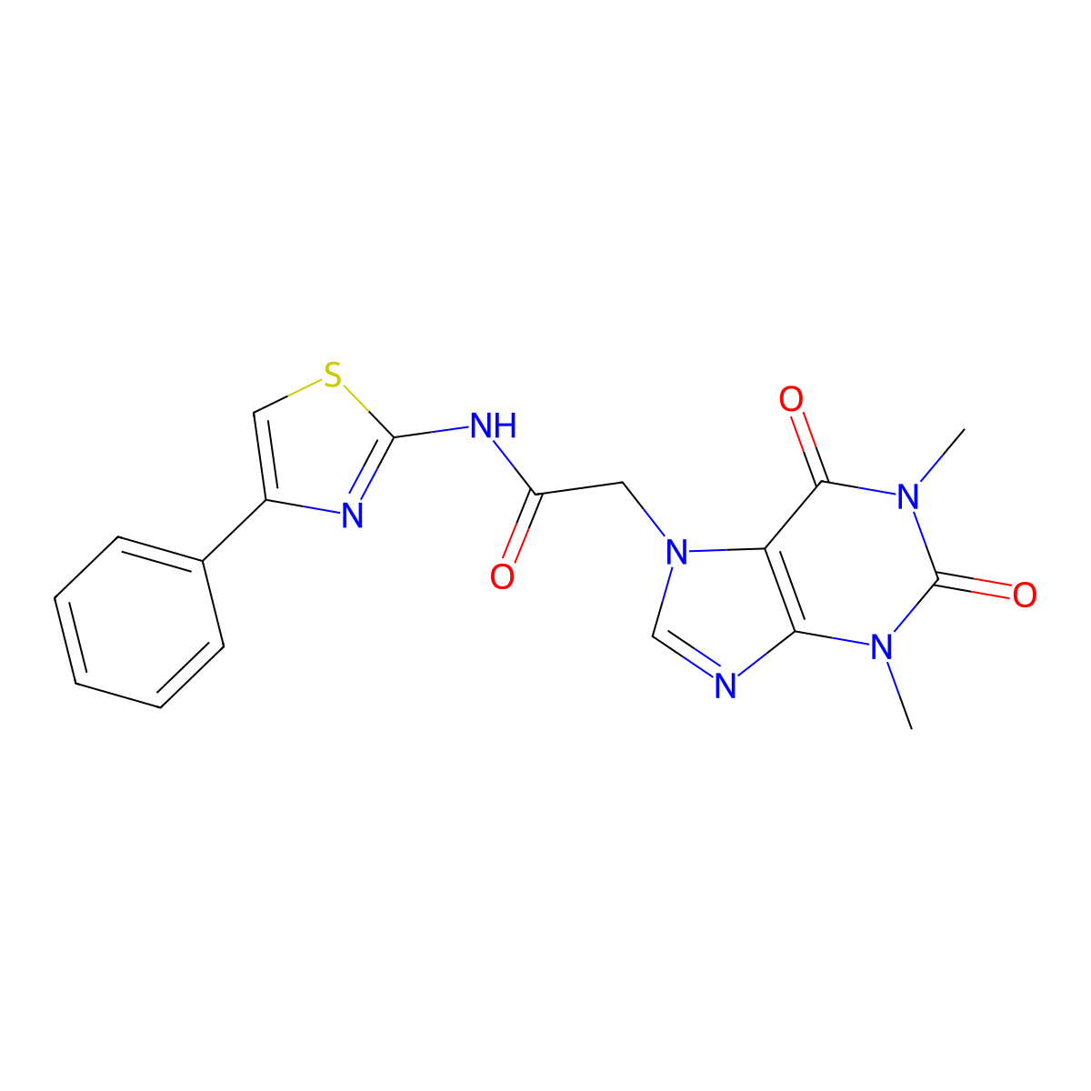 2-(1,3-dimethyl-2,6-dioxo-1,2,3,6-tetrahydro-7H-purin-7-yl)-N-(4-phenyl-1,3-thiazol-2-yl)acetamide molecular structure, CAS 352646-78-7
