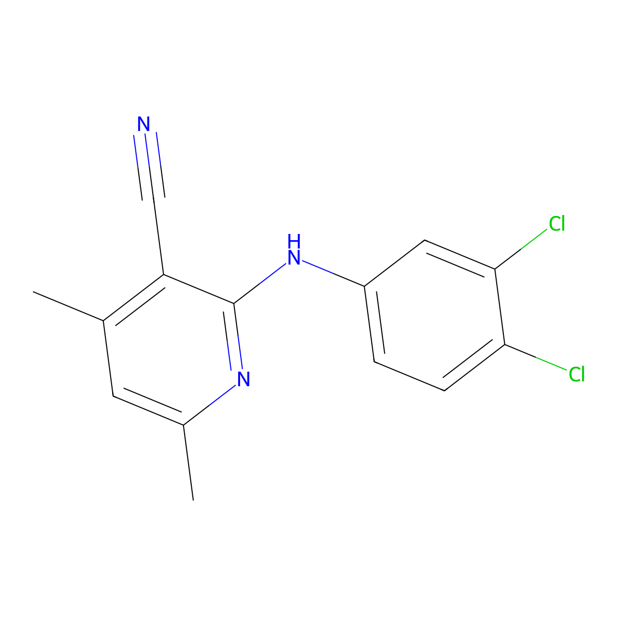 2-(3,4-Dichloroanilino)-4,6-dimethylpyridine-3-carbonitrile molecular structure, CAS 352646-82-3