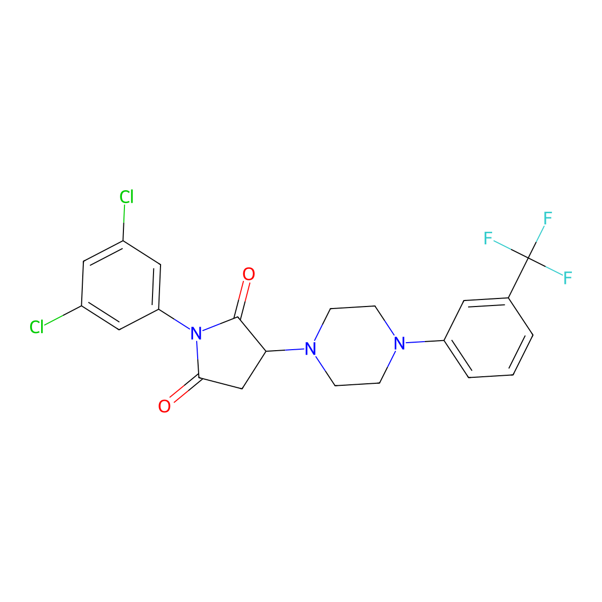1-(3,5-Dichlorophenyl)-3-[4-[3-(trifluoromethyl)phenyl]piperazin-1-yl]pyrrolidine-2,5-dione molecular structure, CAS 352648-46-5