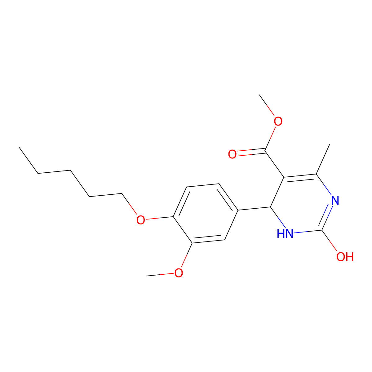 Methyl 4-[3-methoxy-4-(pentyloxy)phenyl]-6-methyl-2-oxo-1,2,3,4-tetrahydropyrimidine-5-carboxylate molecular structure, CAS 352648-60-3