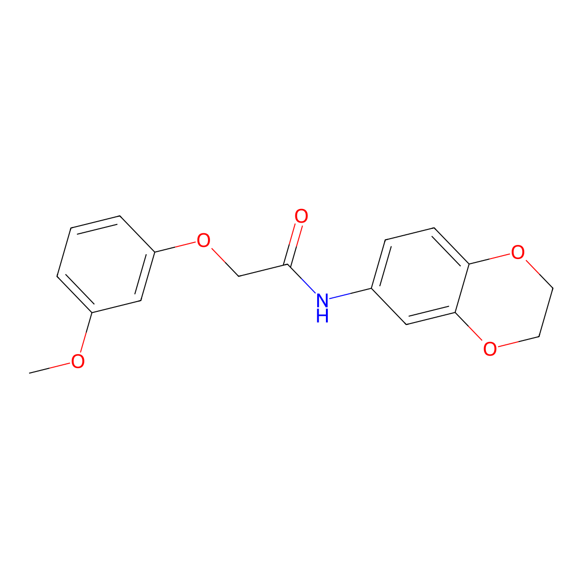 N-(2,3-dihydro-1,4-benzodioxin-6-yl)-2-(3-methoxyphenoxy)acetamide molecular structure, CAS 352648-94-3