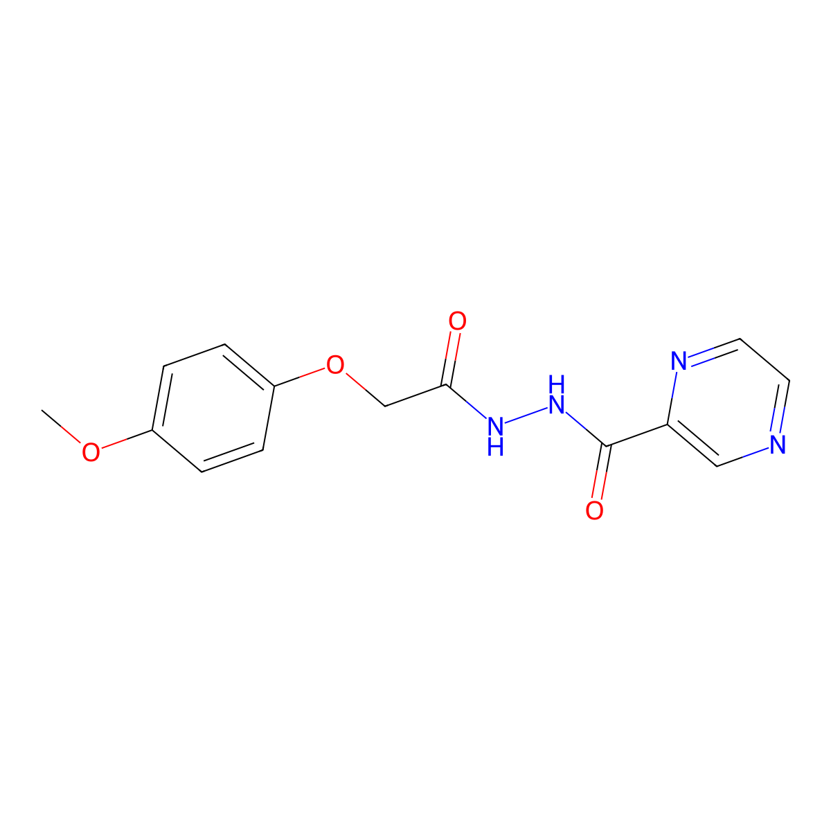 N'-[2-(4-methoxyphenoxy)acetyl]pyrazine-2-carbohydrazide molecular structure, CAS 352649-16-2