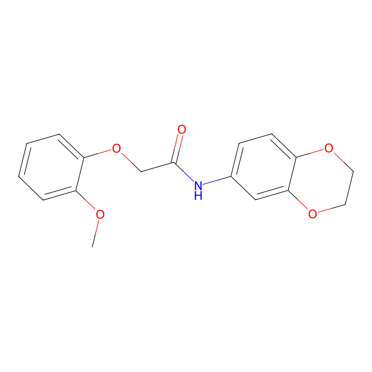 N-(2,3-dihydro-1,4-benzodioxin-6-yl)-2-(2-methoxyphenoxy)acetamide molecular structure, CAS 352649-21-9