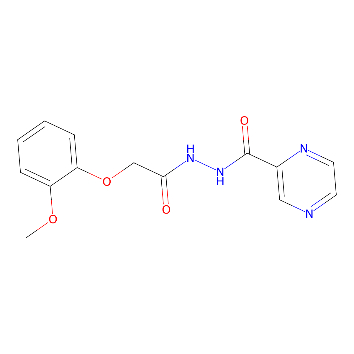 N'-[2-(2-methoxyphenoxy)acetyl]pyrazine-2-carbohydrazide molecular structure, CAS 352649-25-3