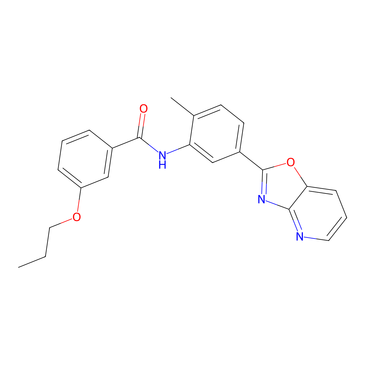 N-[2-methyl-5-([1,3]oxazolo[4,5-b]pyridin-2-yl)phenyl]-3-propoxybenzamide molecular structure, CAS 352649-87-7