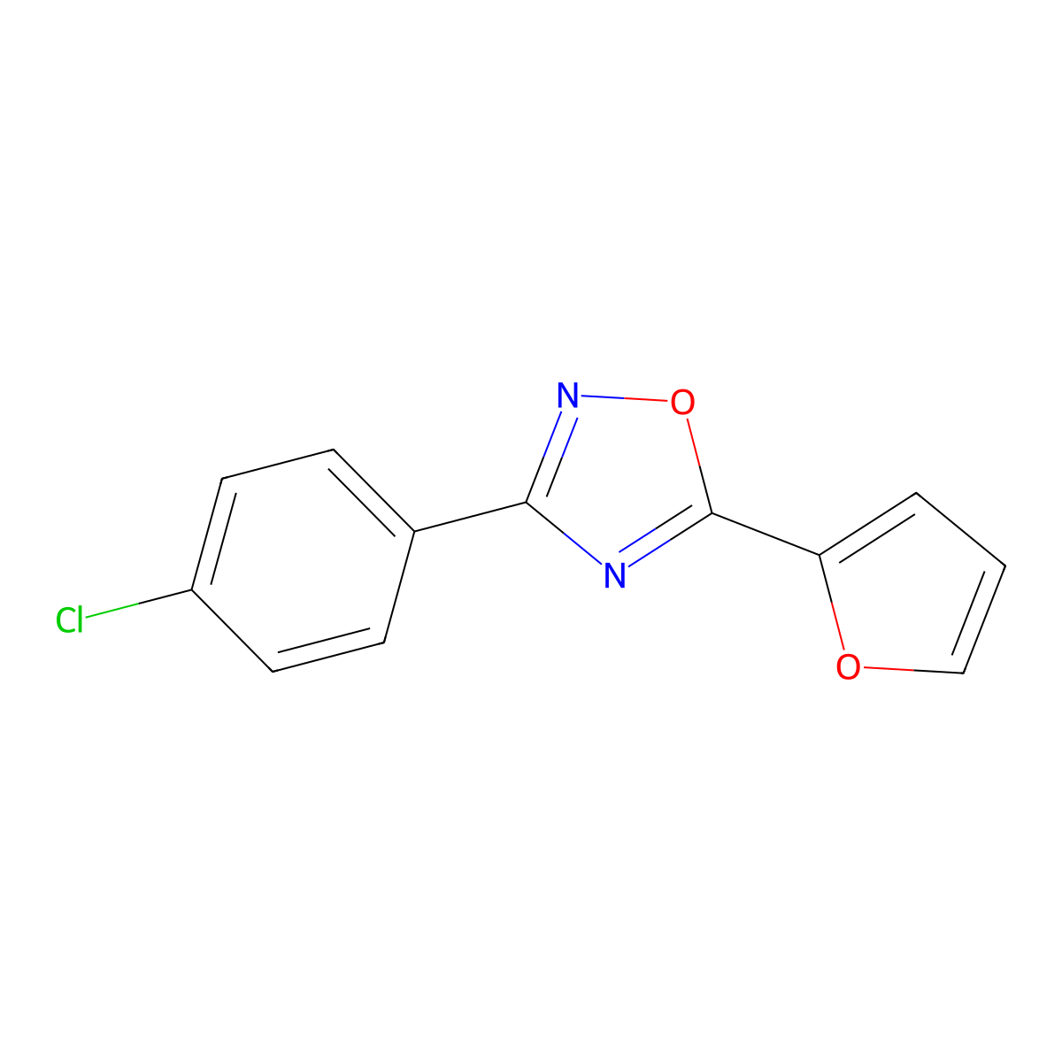 3-(4-Chlorophenyl)-5-(furan-2-yl)-1,2,4-oxadiazole molecular structure, CAS 352650-28-3