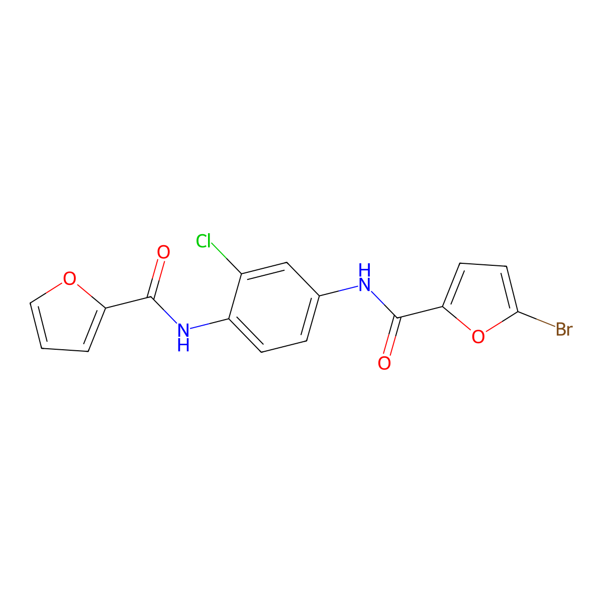 5-bromo-N-[3-chloro-4-(furan-2-carbonylamino)phenyl]furan-2-carboxamide molecular structure, CAS 352650-64-7