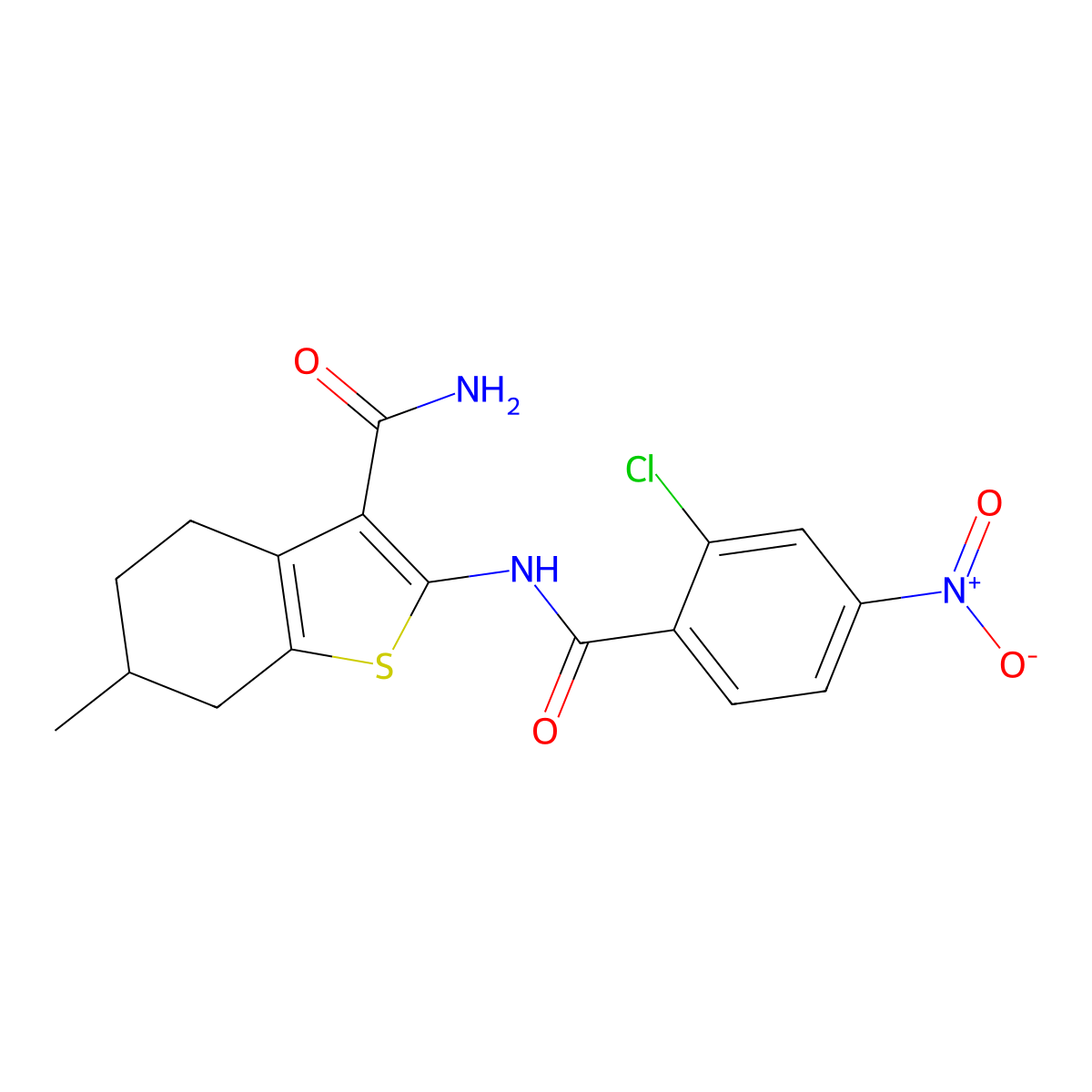 2-[(2-Chloro-4-nitrobenzoyl)amino]-6-methyl-4,5,6,7-tetrahydro-1-benzothiophene-3-carboxamide molecular structure, CAS 352650-94-3