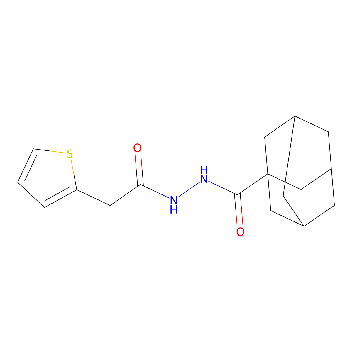 N'-(2-thiophen-2-ylacetyl)adamantane-1-carbohydrazide molecular structure, CAS 352651-47-9