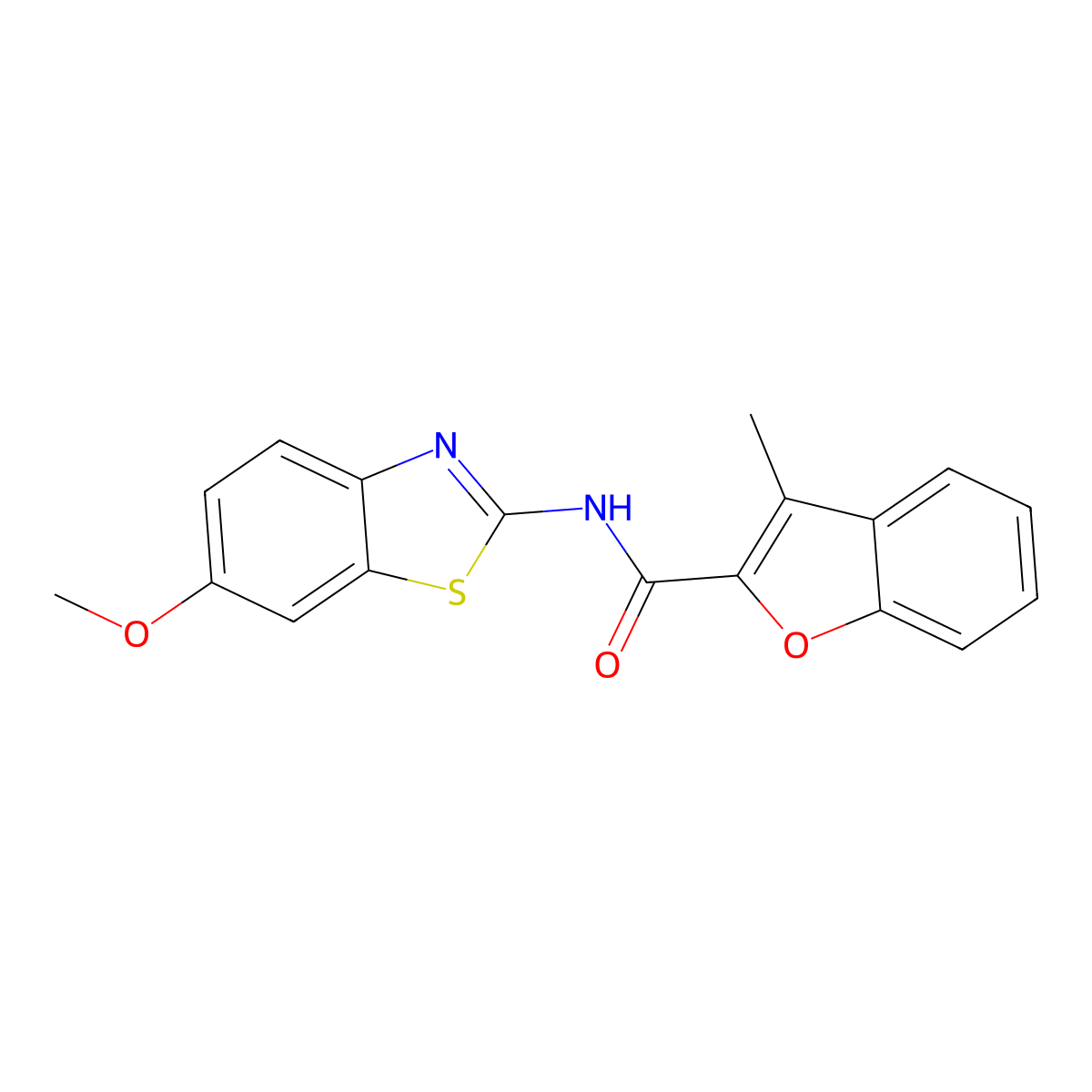 N-(6-methoxy-1,3-benzothiazol-2-yl)-3-methyl-1-benzofuran-2-carboxamide molecular structure, CAS 352651-83-3